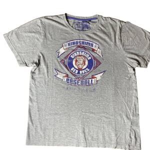 Hiroshima Red Apes Men’s Size Large Graphic Baseball Tee Montezuma Tagless